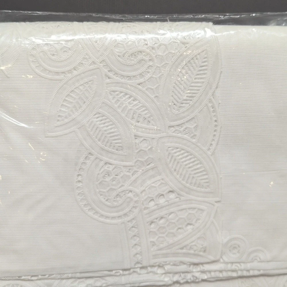 True Living Vinyl Lace Tablecloth 72 Inch Round White Wipe Clean Table Cover